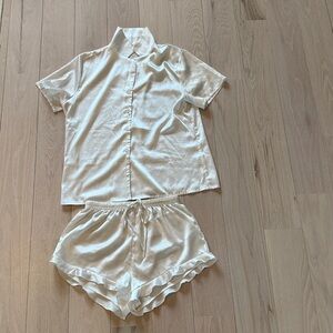 Women’s white satin PJ set